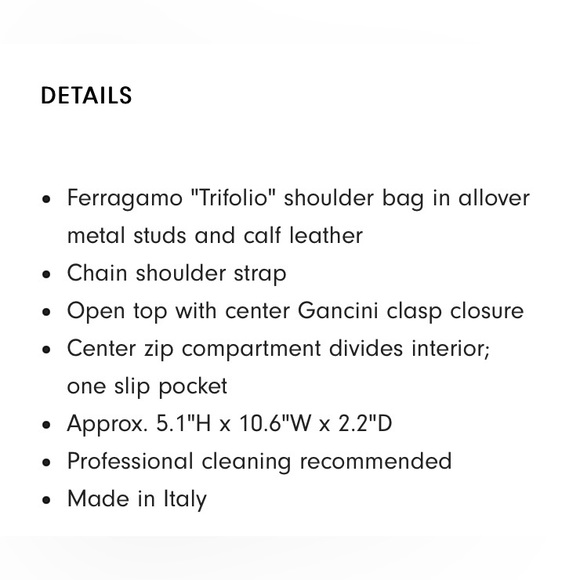 Ferragamo NWT 
Trifolio Gancini Studded
Chain Shoulder Bag - Picture 8 of 8